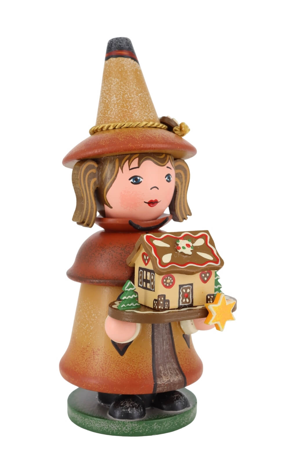 Smoking Man Gnome with Gingerbread House, 14 cm (5.51 inch) by Hubrig Volkskunst_2