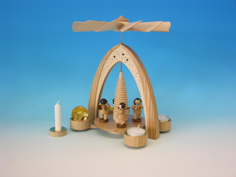 Christmas pyramid with 4 angels, nature, 27 cm by Figurenland Uhlig GmbH_1