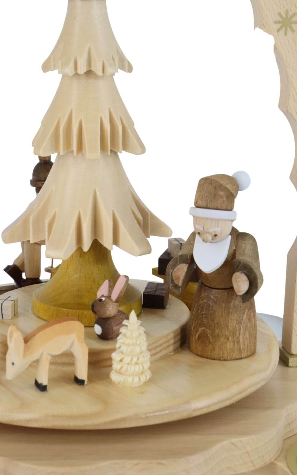 Christmas pyramid for tea lights with presents, 27 cm, natural by Richard Glässer_2