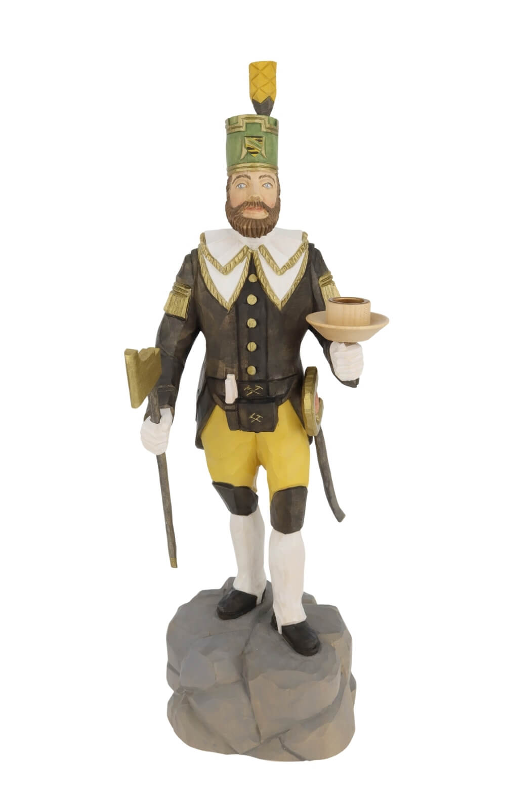 Schneeberg Chief Miner, 40 cm / 15,7 inches, coloured, a woodcarving from the Ore Mountains