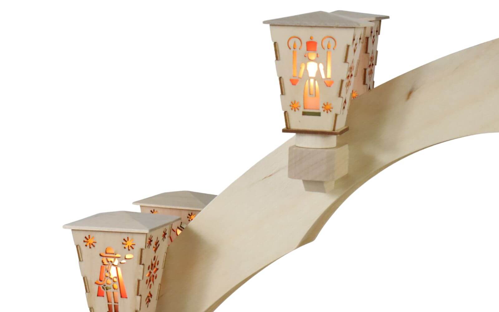 Candle arch Seiffen church with carol and musical mechanism, 80 cm by Richard Glässer_5