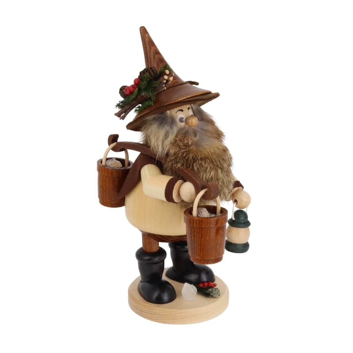 Incense Smoker Carrying Ore with a Bucket, 26 cm, by DWU Drechselwerkstatt Uhlig