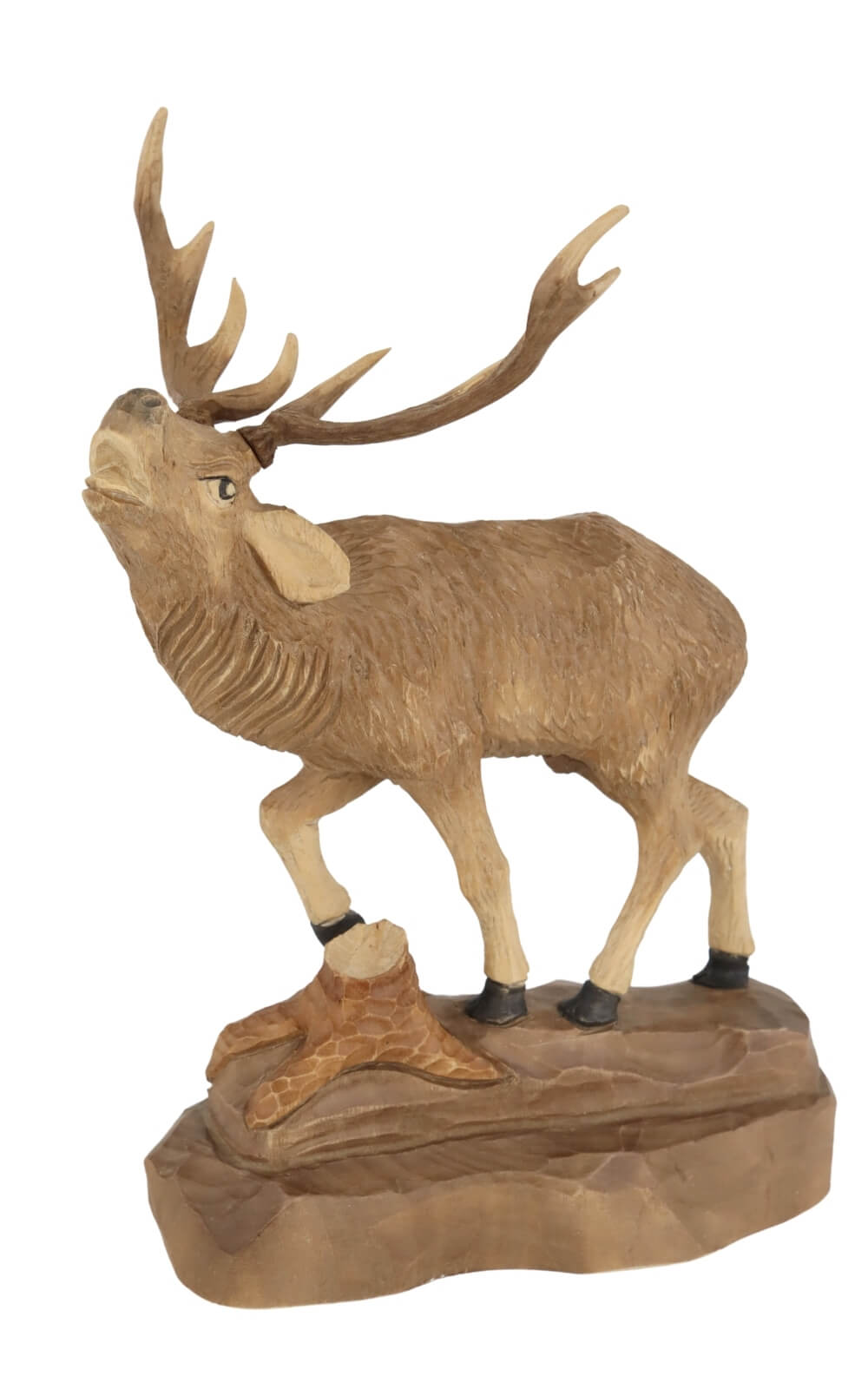 Deer with raised leg, carved, 17 cm / 6,7 inches, from the Erzgebirge woodcarving tradition_1