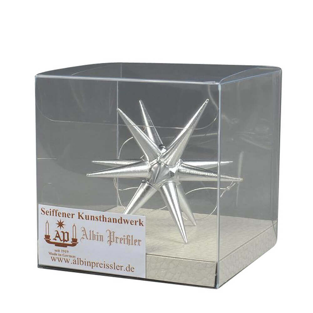Christmas tree decorations made of wood, Christmas star silver, 7 cm by Albin Preißler