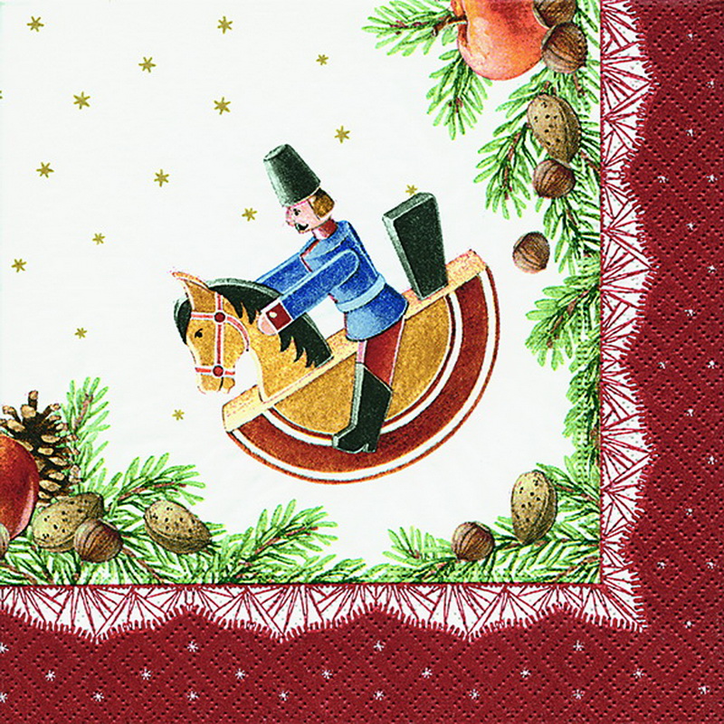 Christmas napkins with equestrian motif