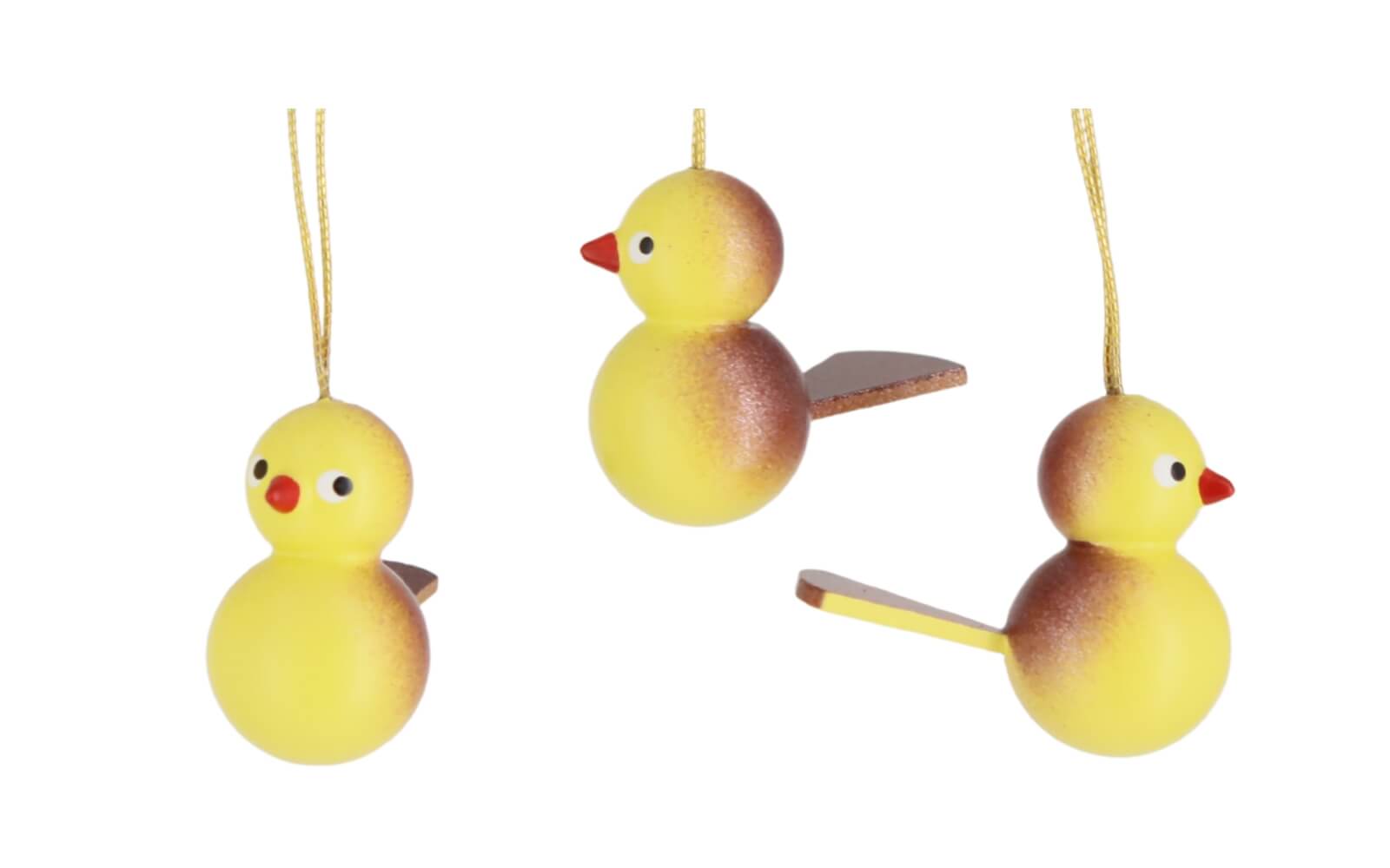 Birds to hang, 5 pieces, yellow/brown by SEIFFEN.COM_2