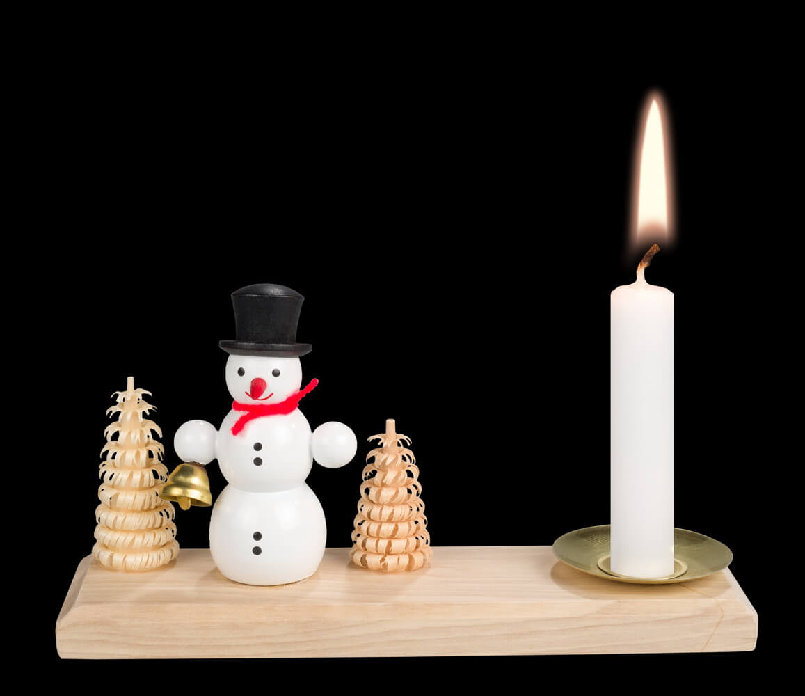 Candle holder snowman with bell, 14 cm by SEIFFEN.COM