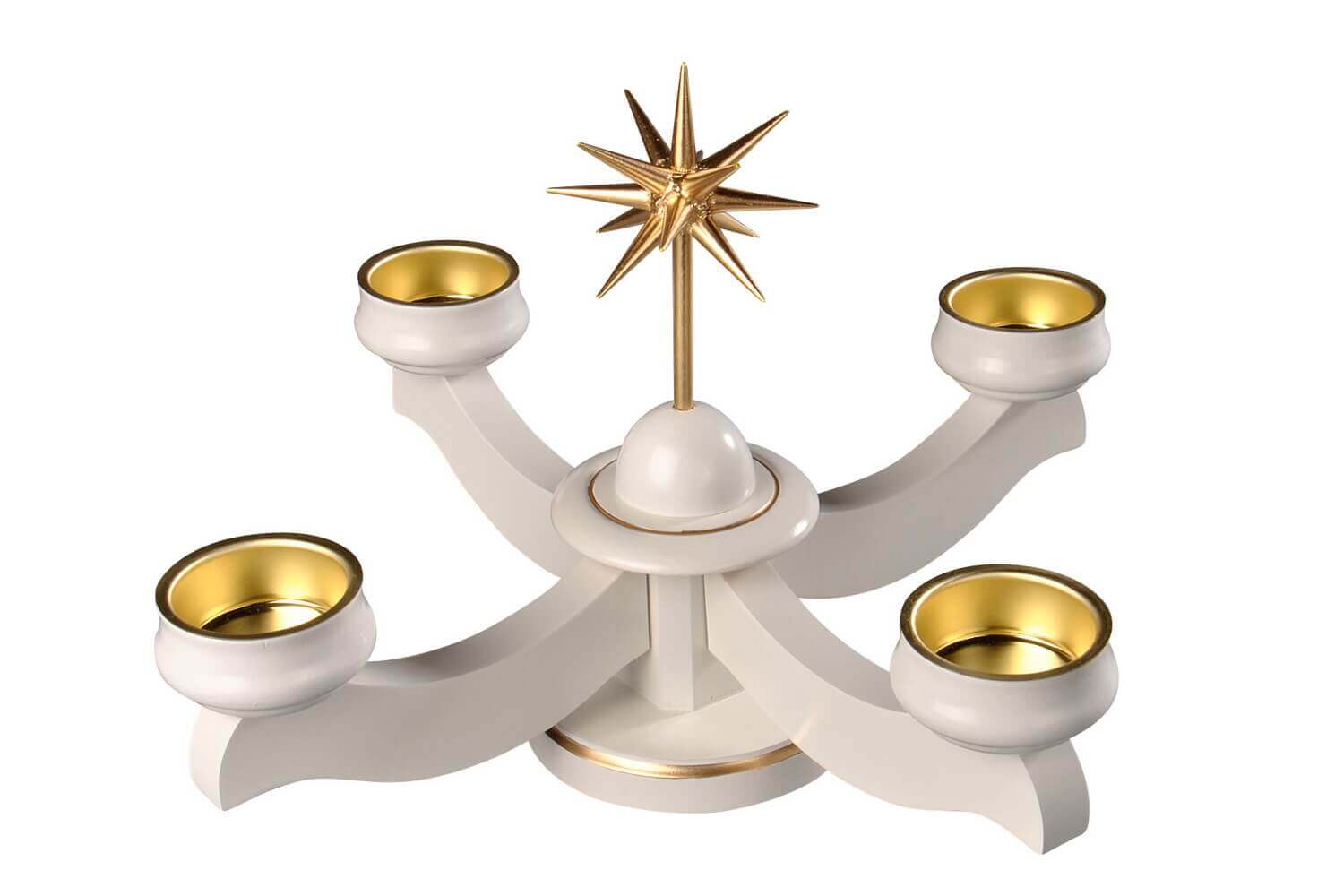 Advent candlestick for tea lights with poinsettia, white by Albin Preißler