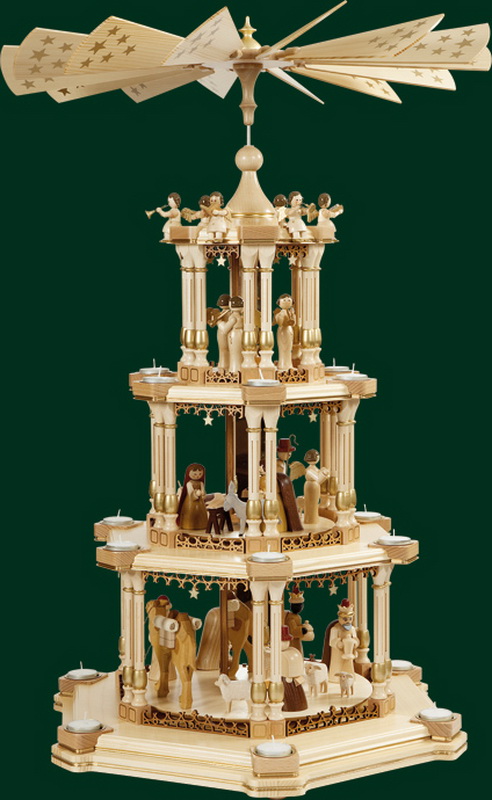 Christmas pyramid Baroque mirror pyramid Nativity of Christ, natural by Richard Glässer GmbH_1