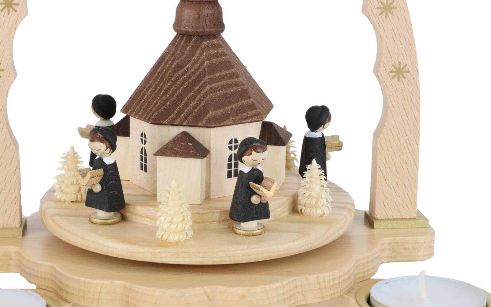 Christmas pyramid for tea lights with Seiffen church and Kurrende by Richard Glässer_3