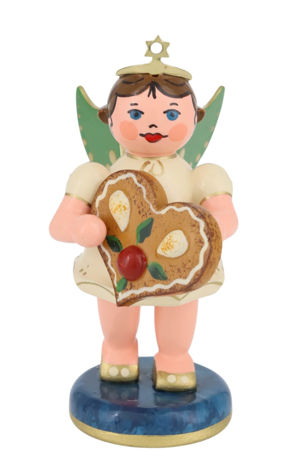 German Christmas Angel with Gingerbread Heart, 2.76 inches by Hubrig Volkskunst - Made in Germany_1