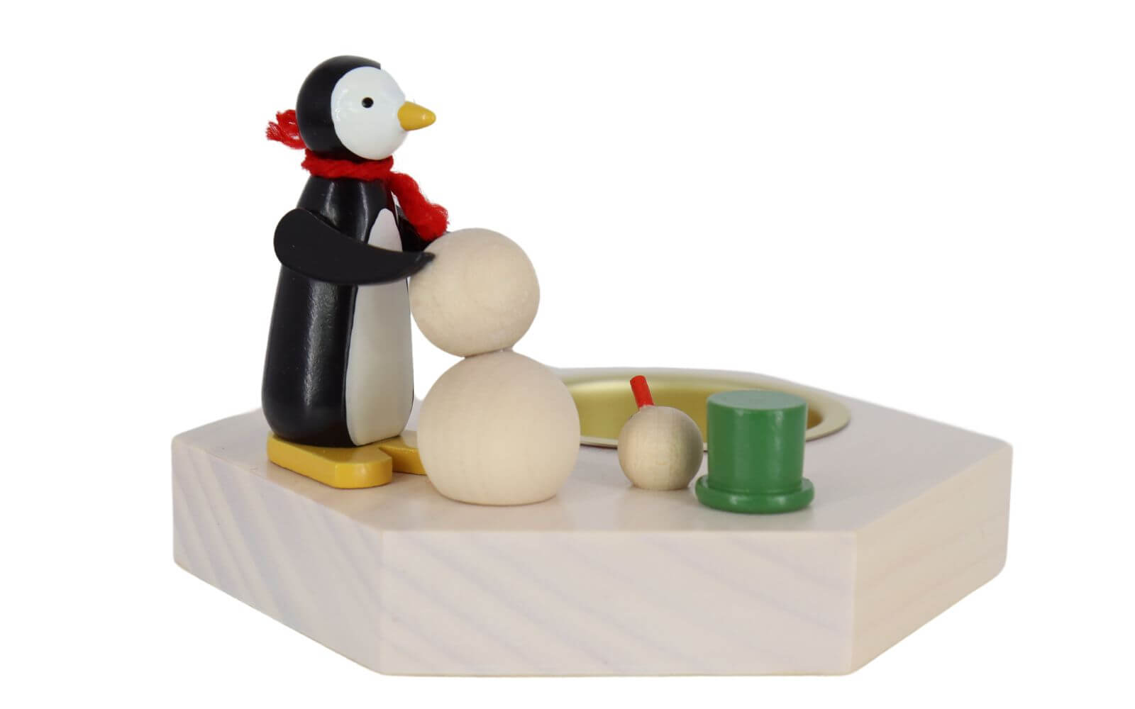 Candle holder for tea lights Penguin with snowman, 6 cm by Ralf Zenker_2