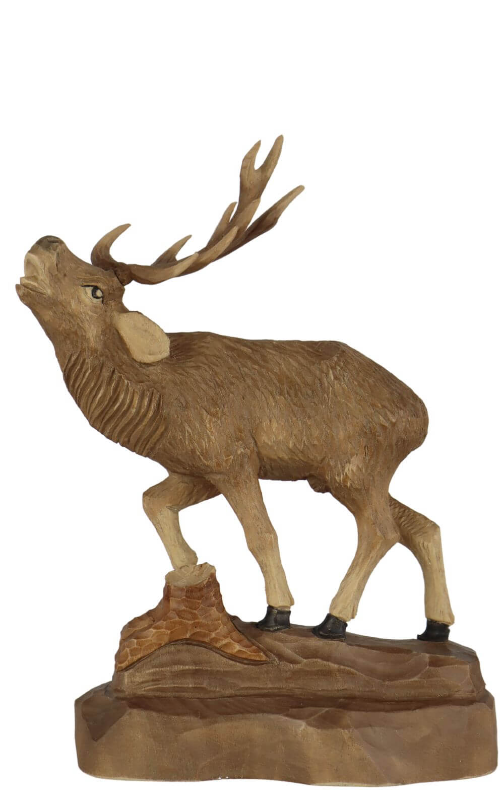 Stag with raised leg, carved, 25 cm by Schnitzkunst aus dem Erzgebirge_1