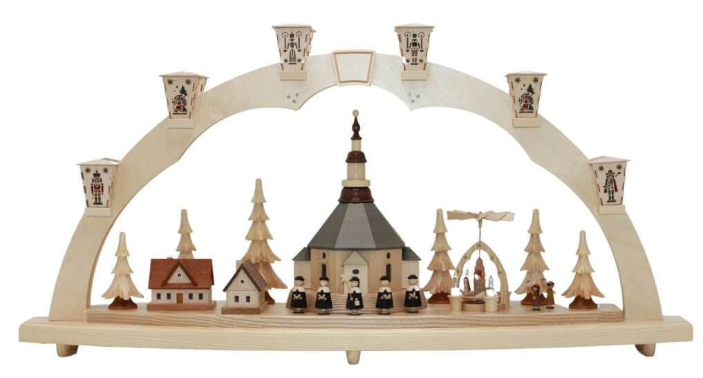 Candle arch Seiffen church with Christmas pyramid, 80 cm by Richard Glässer_pic2