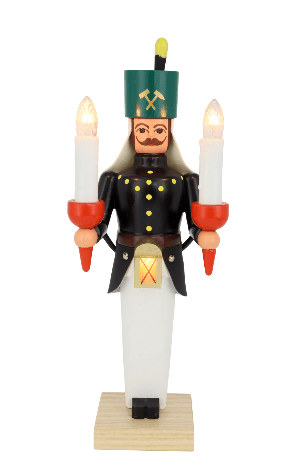 Wooden miner, 26 cm, colorful, electrically illuminated by SEIFFEN.COM