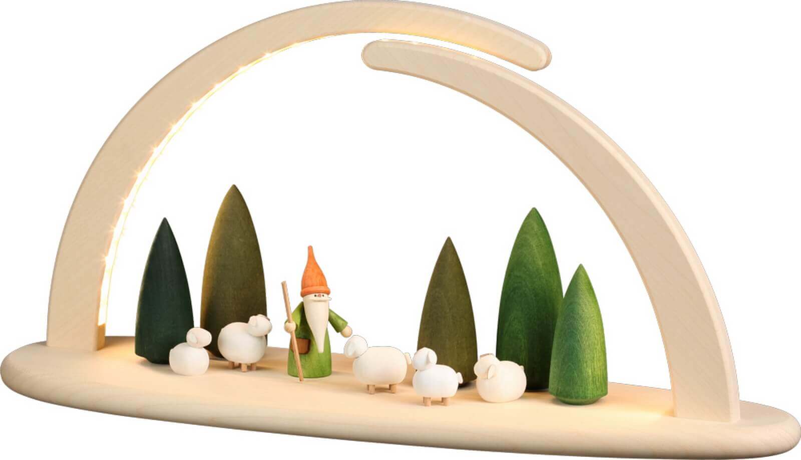 LED candle arch shepherd gnome with sheep by Seiffener Volkskunst eG