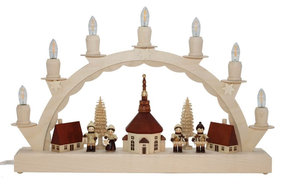 LED candle arch small Seiffen village with Thiel children by SEIFFEN.COM_1