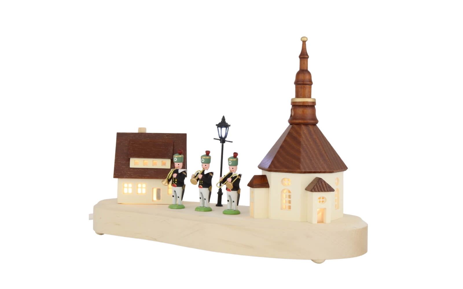 Baseboard Seiffen Village with Miners’ Band and Illuminated Street Lantern by SEIFFEN.COM_4