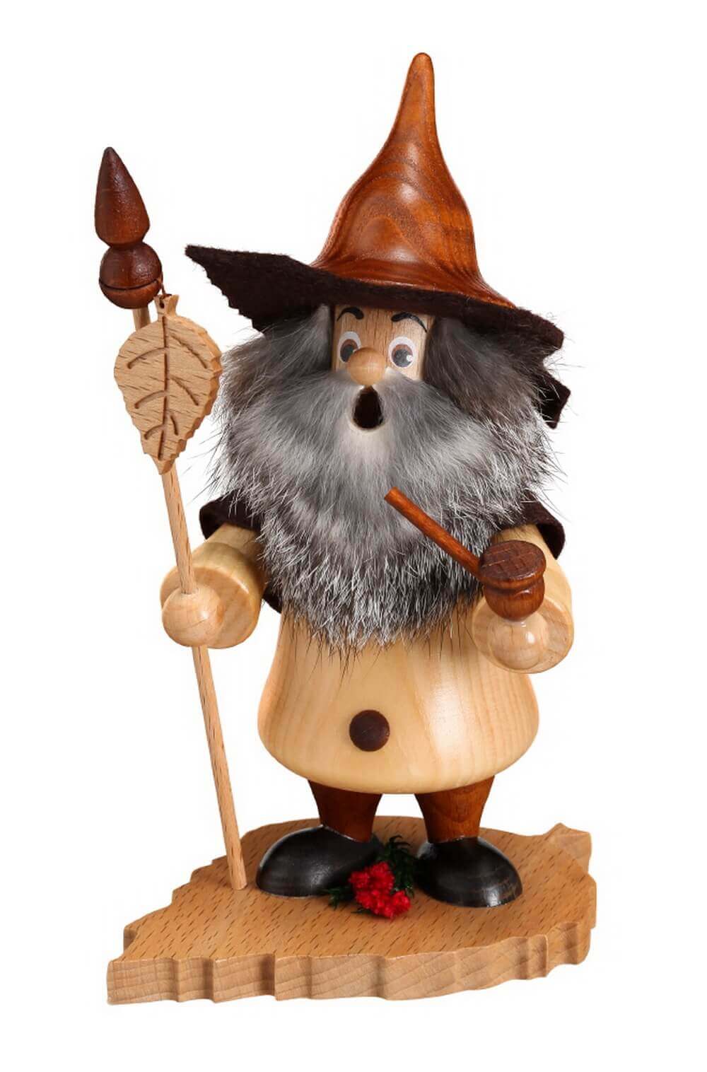 Smoking man gnome birch leaf, 18 cm by DWU Drechselwerkstatt Uhlig