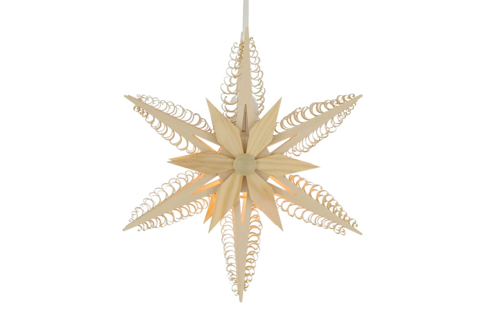 Wooden star with engraved strips, electrically illuminated by Martina Rudolph_2