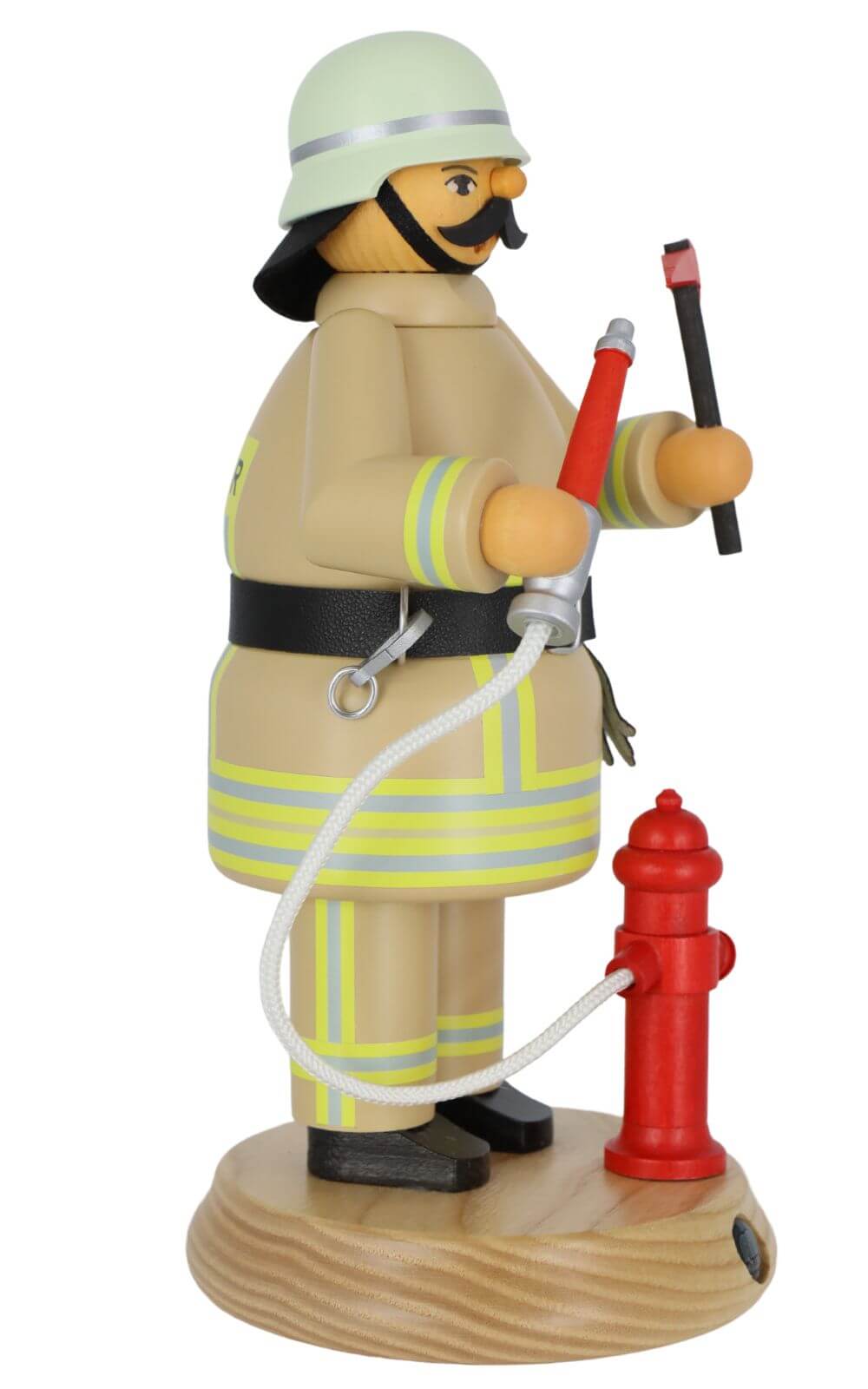 Smoking man fireman in safari beige, 24 cm, by Müller Kleinkunst_2
