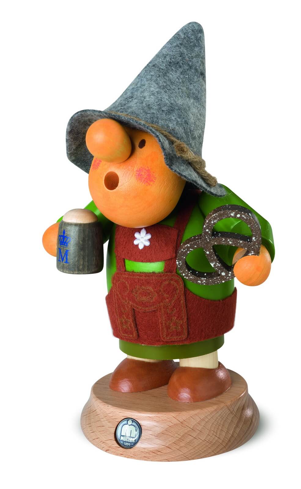 Räuchermännchen Müllerchen® Bavarian with Felt Hat, 16 cm by Müller Kleinkunst