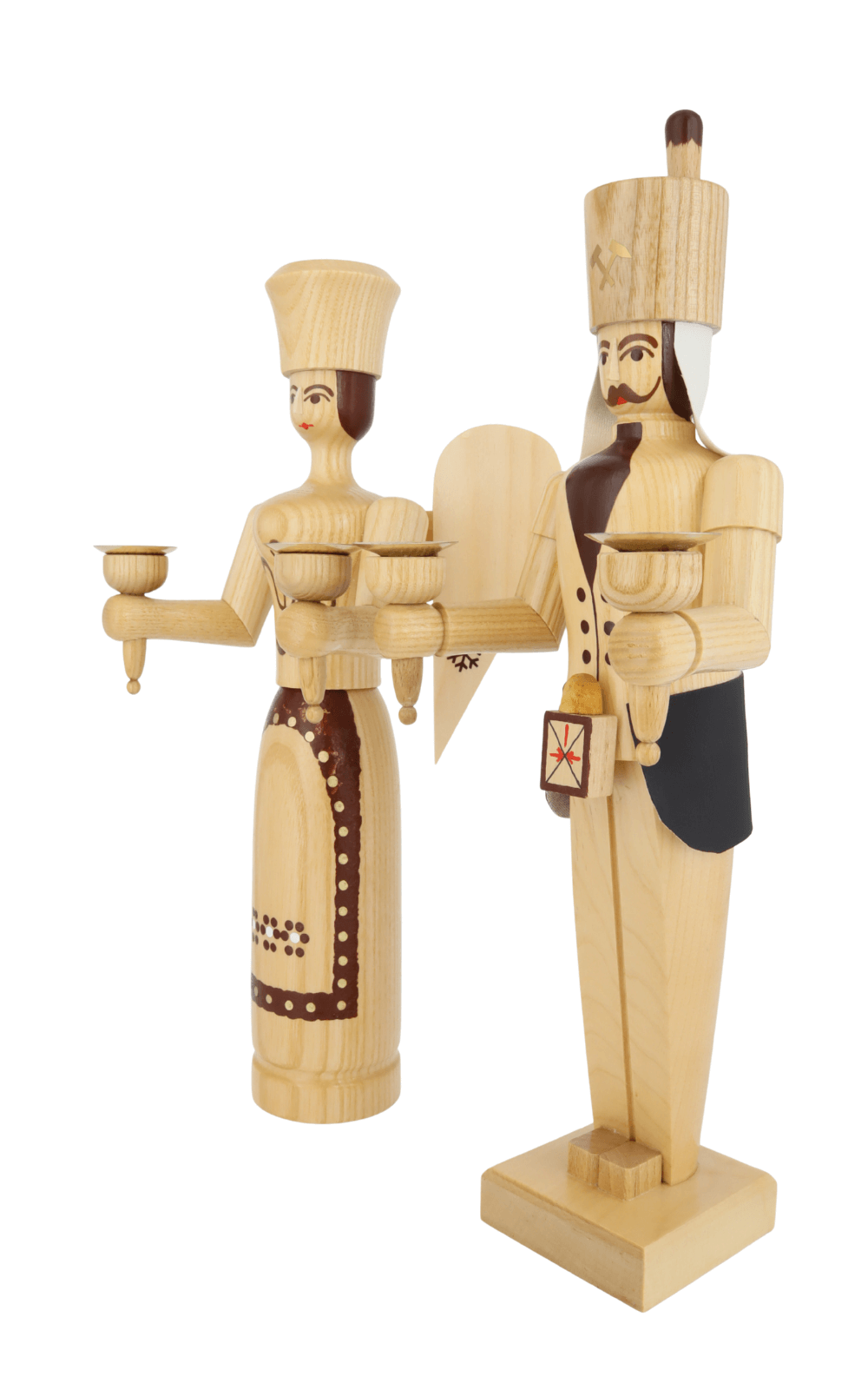 Angel and miner, 38 cm, natural for wax candles by SEIFFEN.COM
