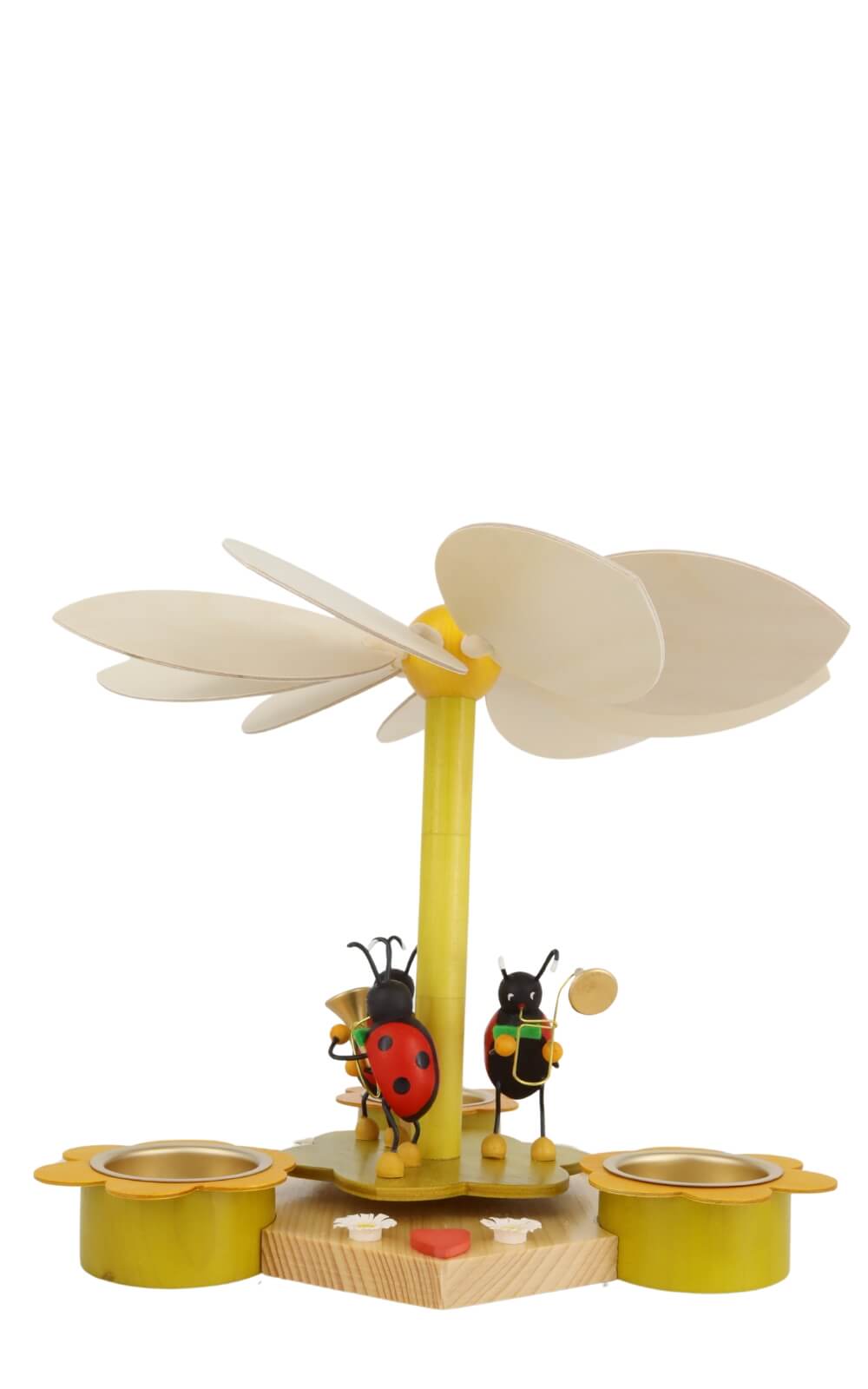 Tea light pyramid with beetle musicians, 19 cm by Ralf Zenker
