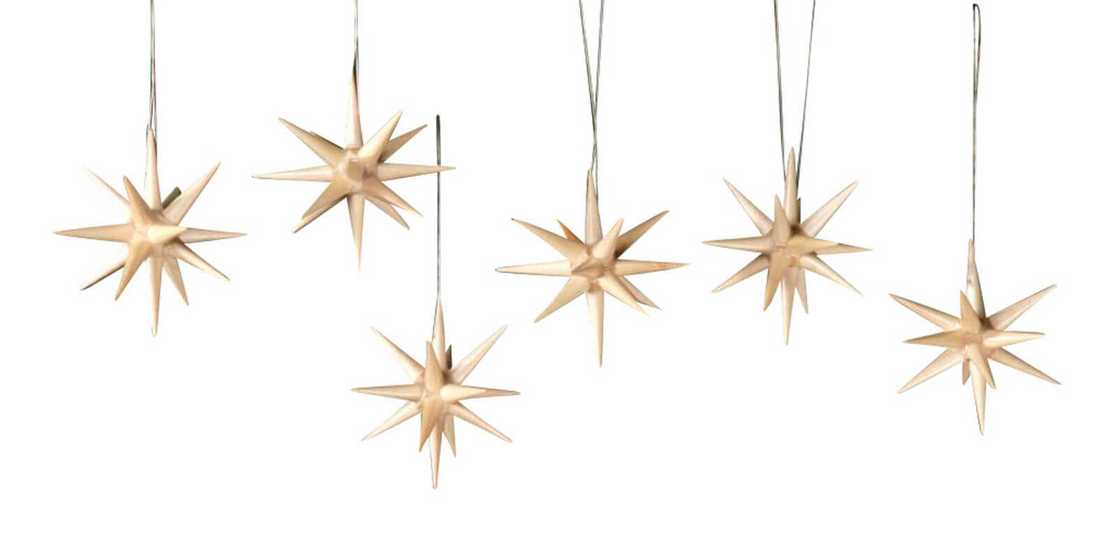 Christbaumschmuck aus Holz, Weihnachtssterne natur, 6-teilig von Albin Preißler_Bild1