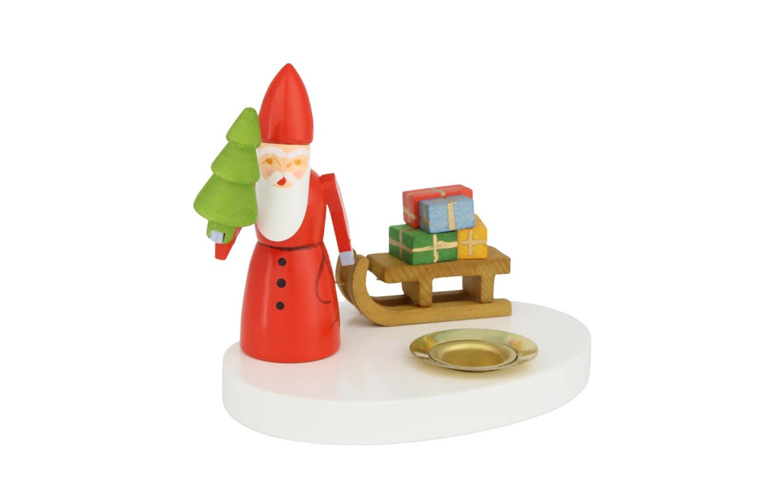 Candle holder Santa Claus with sleigh, colored, 8 cm by Ralf Zenker