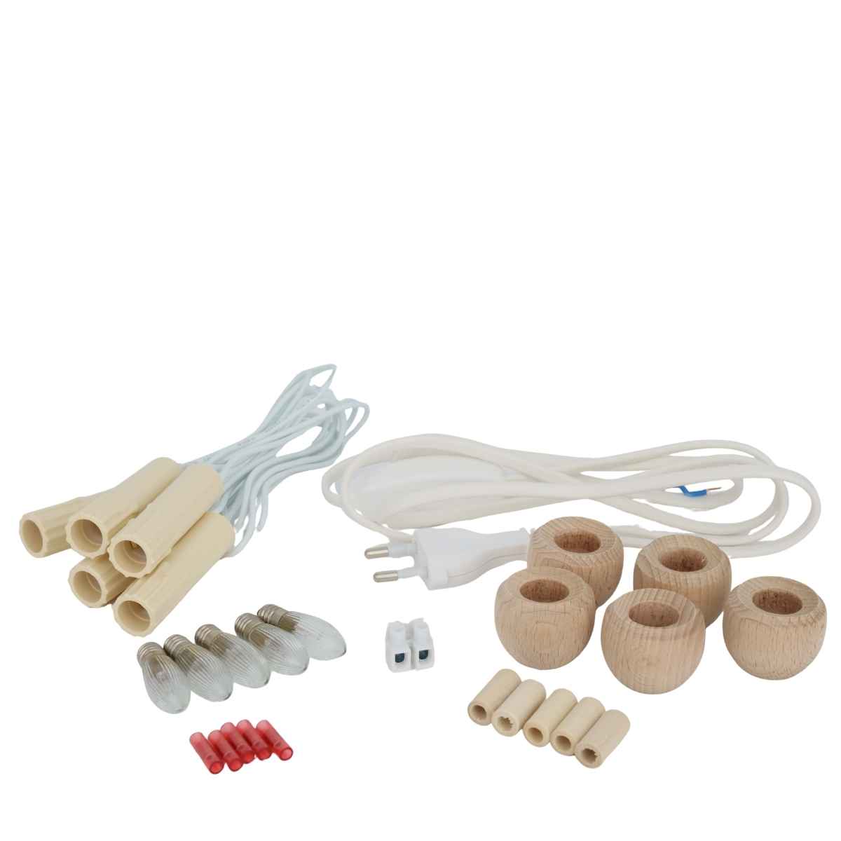 Lichterkette, Glimmerketten, Holzstecker, Adapter, Kugelleuchten
