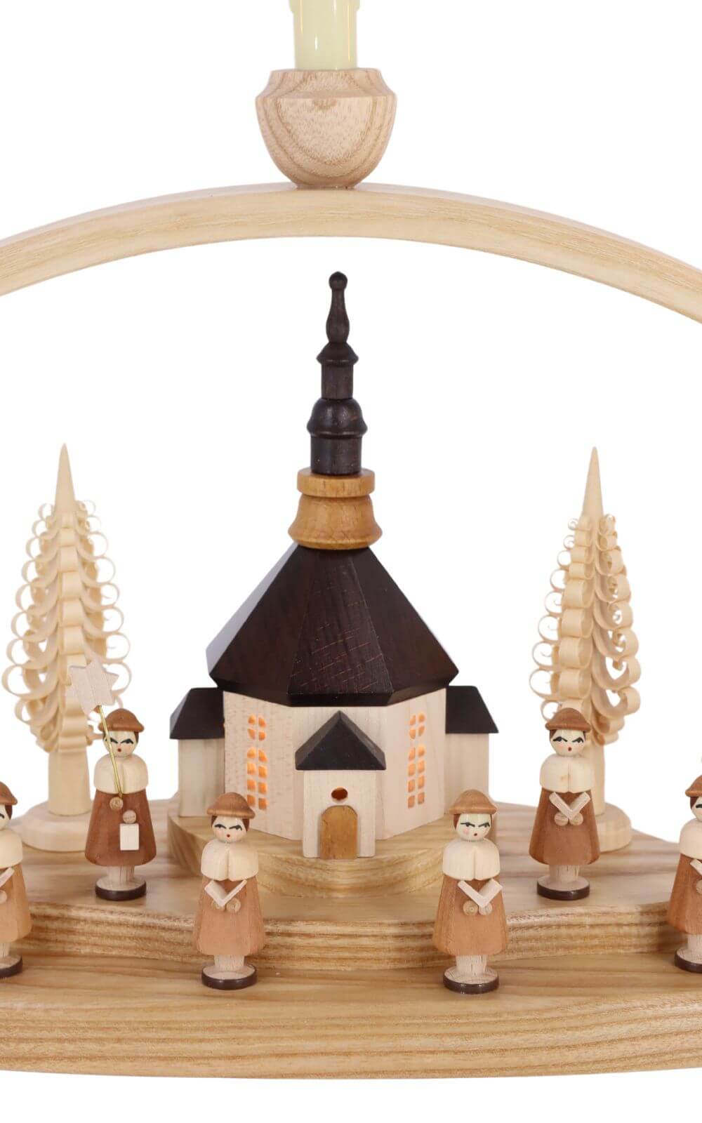 LED candle arch Seiffen church with illuminated houses, 54 cm by Knuth Neuber_4