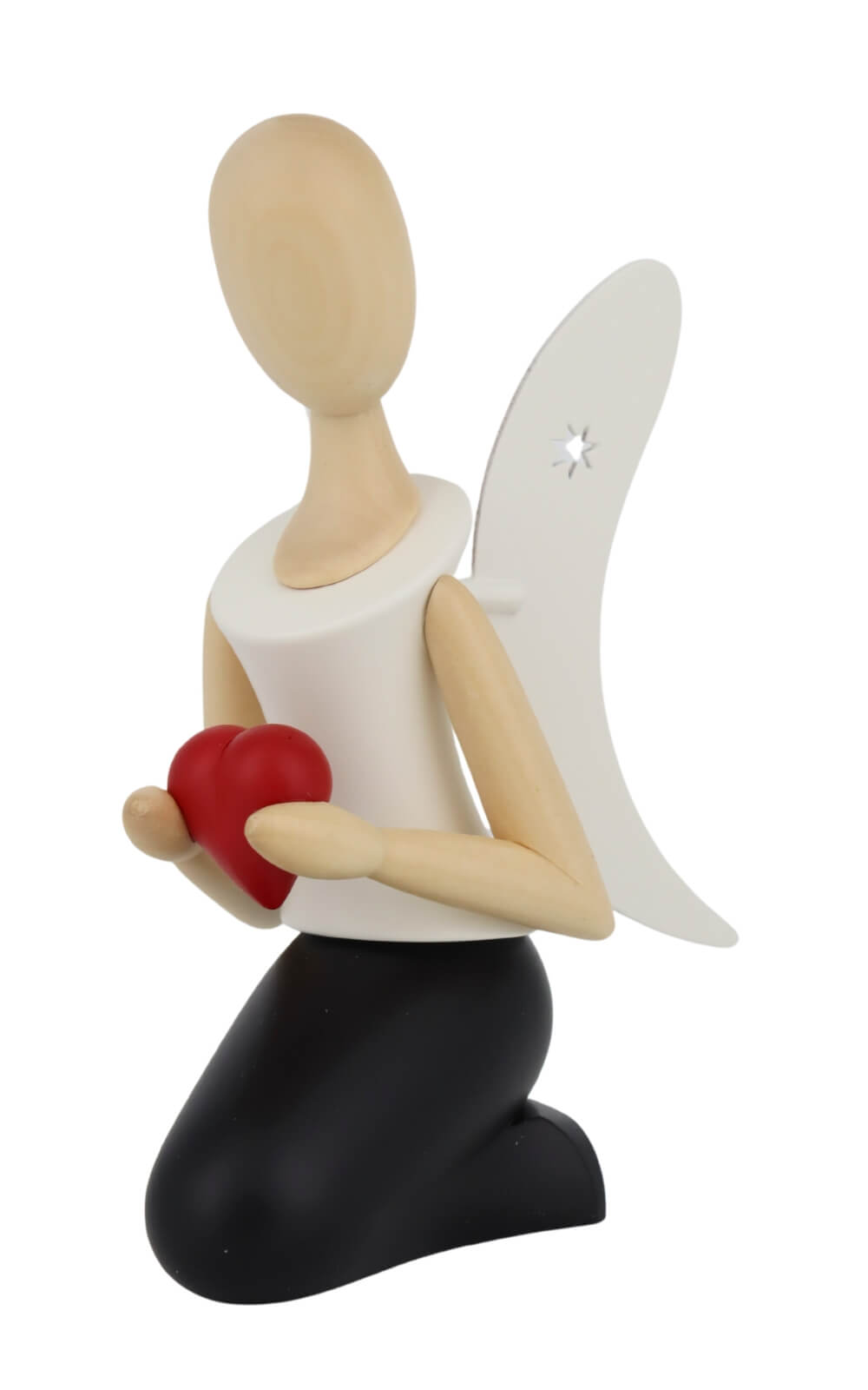 Angel - Sternkopf with heart, kneeling, 13 cm by Holzkunst Gahlenz_2
