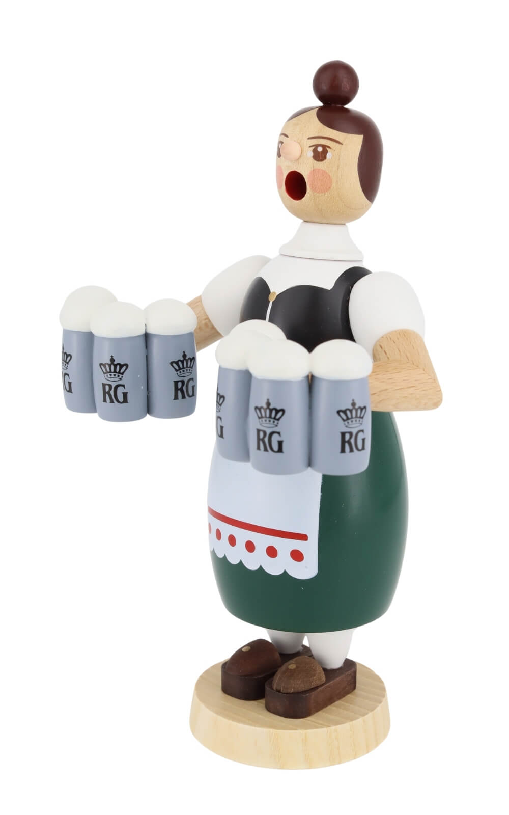 Smoking man Helga with beer mugs, 18 cm / 7 inch by Richard Glässer_1