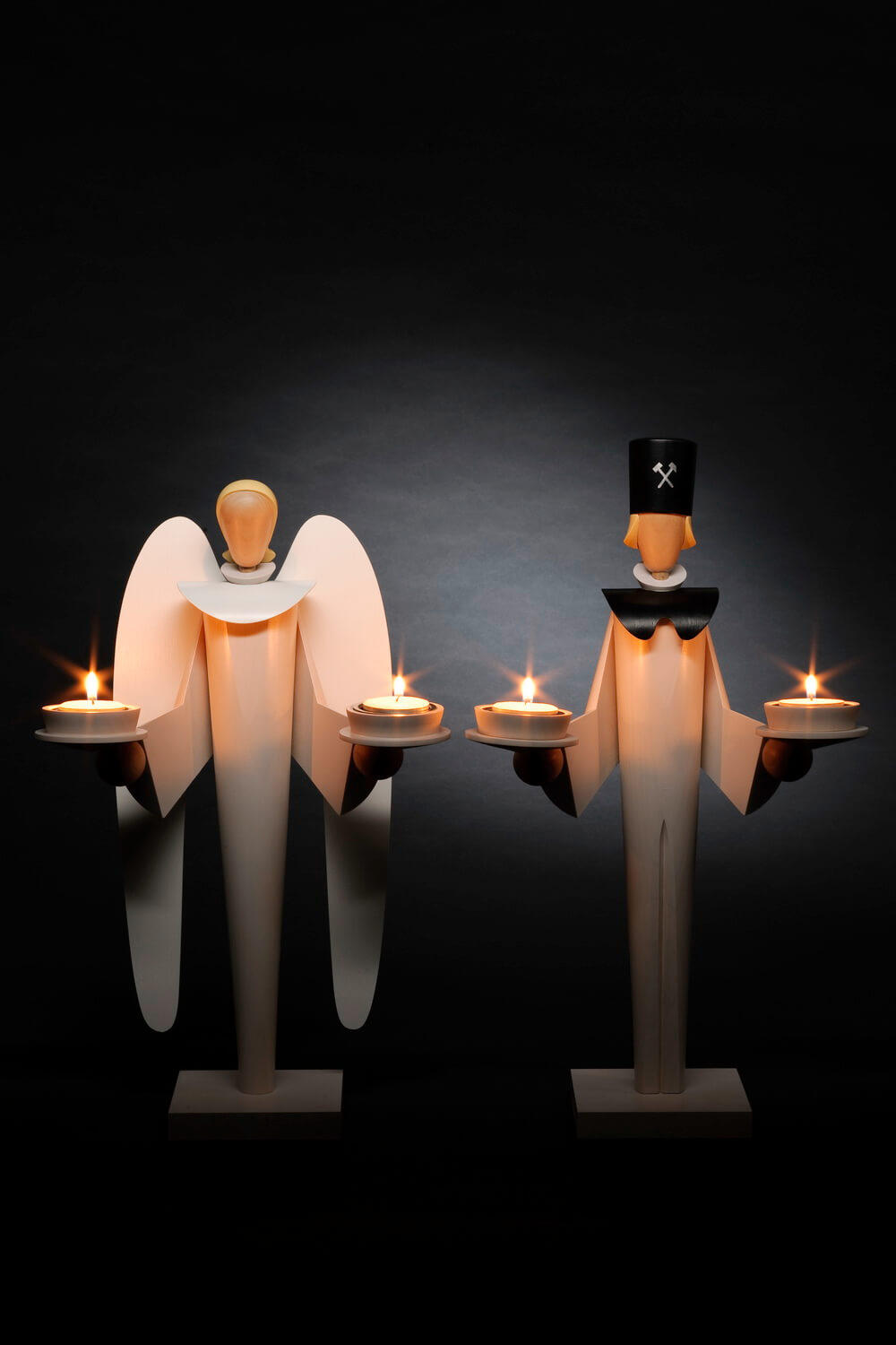 Christmas angel for tea lights, 39 cm, white by KWO_3
