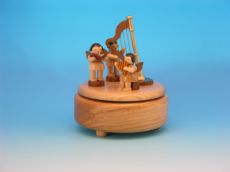 Music box with 3 angels and harp by Figurenland Uhlig GmbH