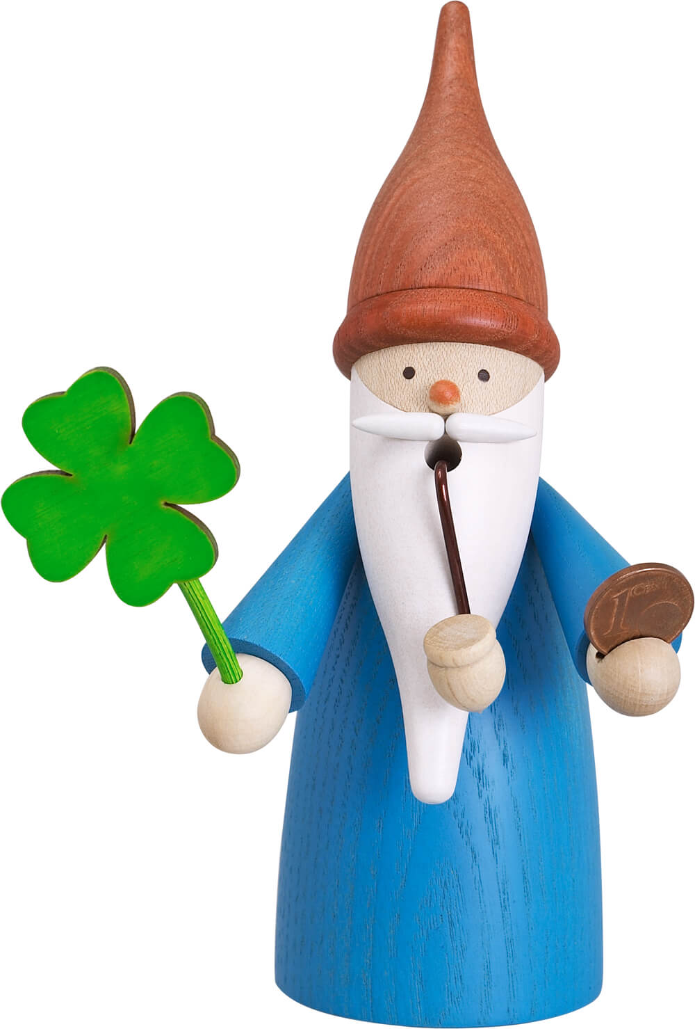 Smoking man Lucky Gnome, 16 cm by Seiffener Volkskunst eG