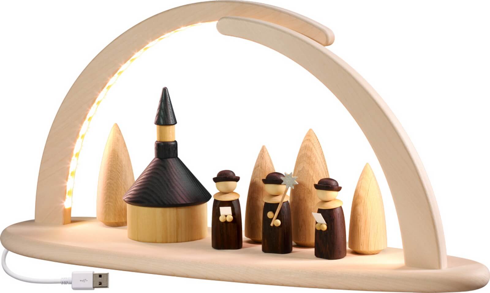 LED candle arch, double, Seiffen church by Seiffener Volkskunst eG