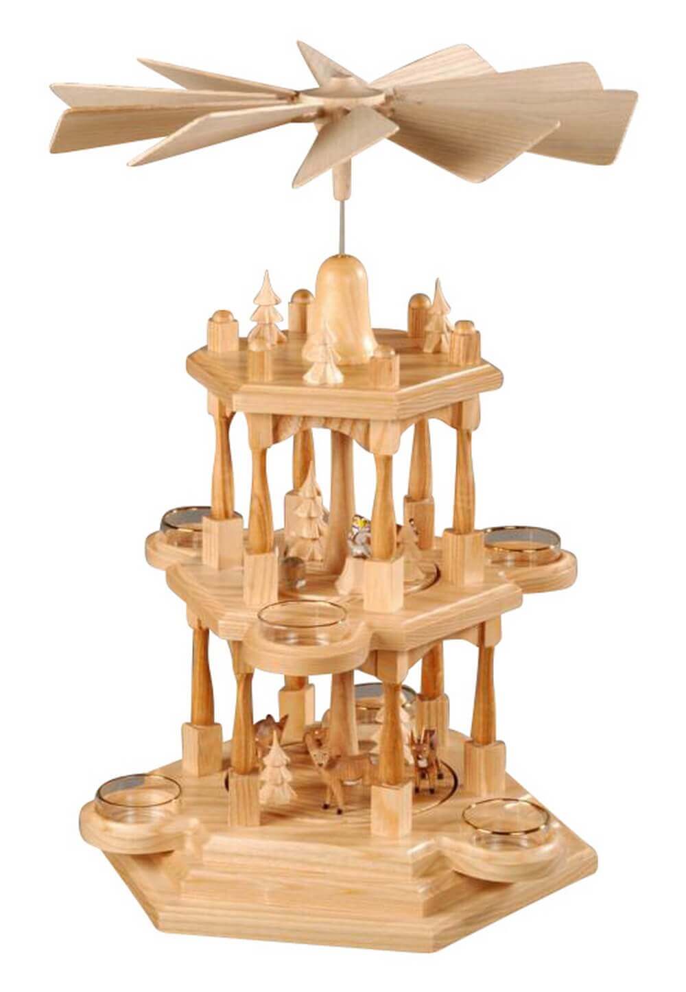 Tea light pyramid with forest animals, 41 cm by Albin Preißler