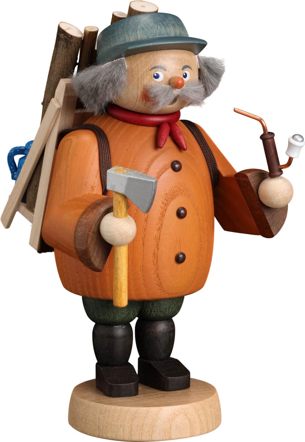 Smoking man lumberjack, 18 cm by Seiffener Volkskunst eG