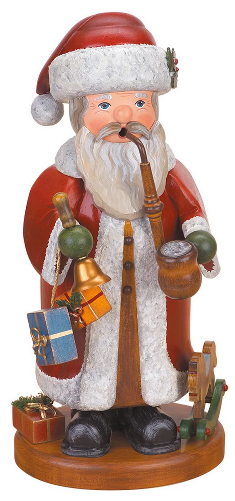 Smoking man Santa Claus, 35 cm, colored by Hubrig Volkskunst