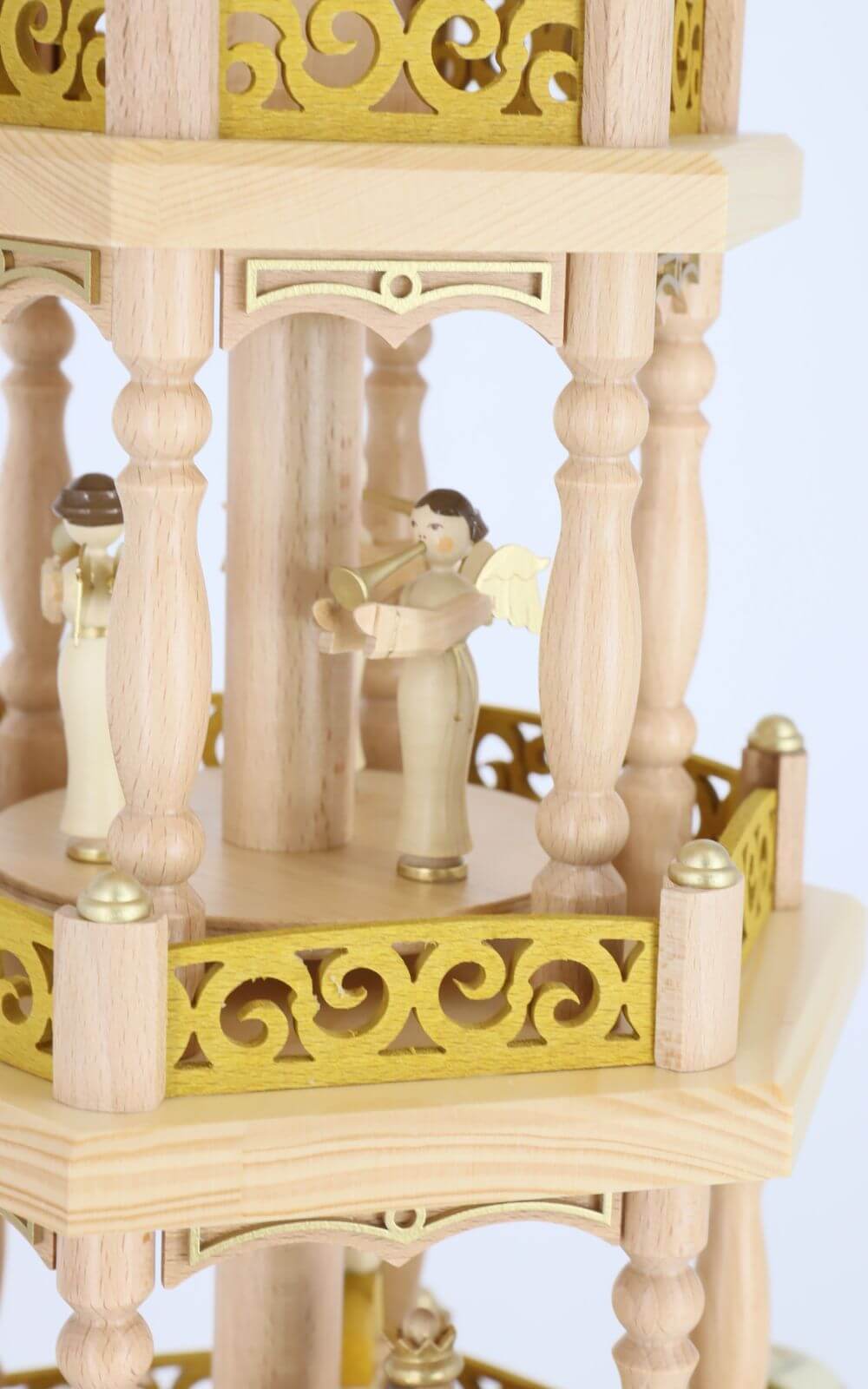 Christmas pyramid Nativity, 4-tier, natural with gold decorations by Richard Glässer_8
