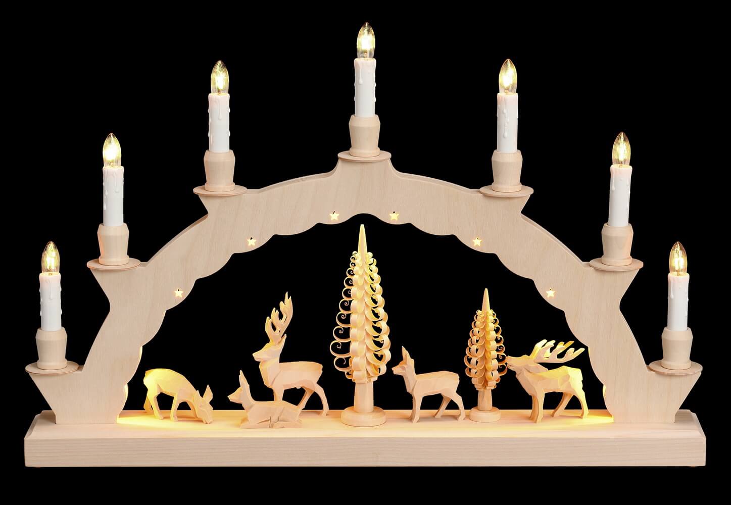 LED Candle arch with carved deer and 2-fold lighting by SEIFFEN.COM_2