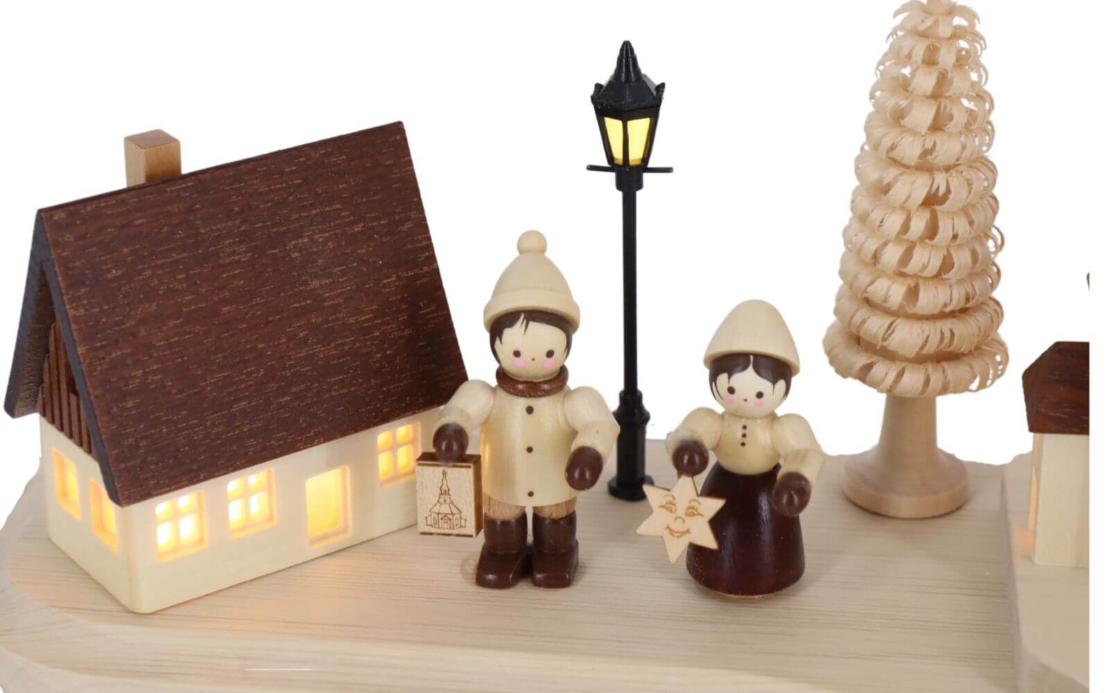 Pedestal board Seiffen village with Striezel children, illuminated, 36 cm by Nestler-Seiffen_3