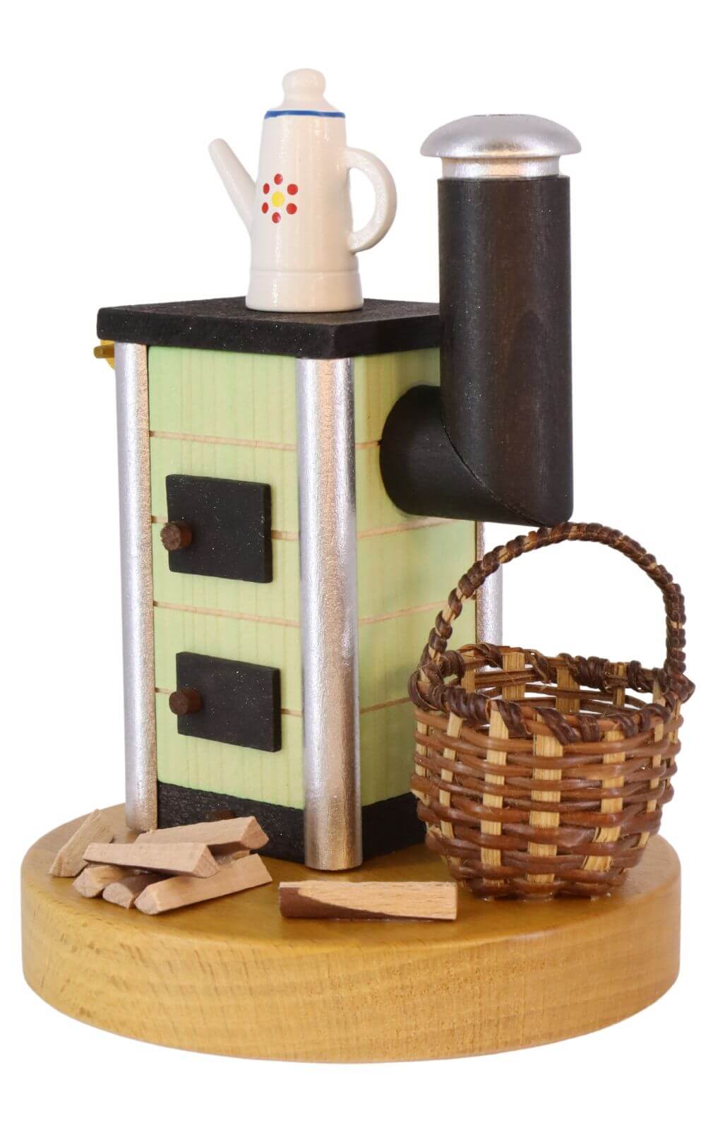 Smoking man stove in green with pot, 14 cm by Richard Glässer_2