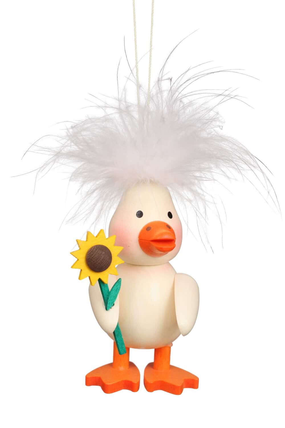 Feather duckling to hang with flower, 10 cm by Christian Ulbricht