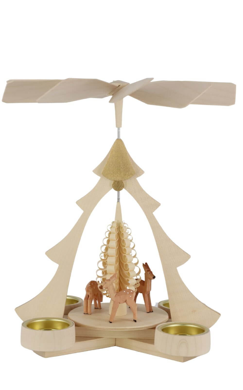 Christmas pyramid for tealights with deer, natural, 28 cm by Ralf Zenker_1