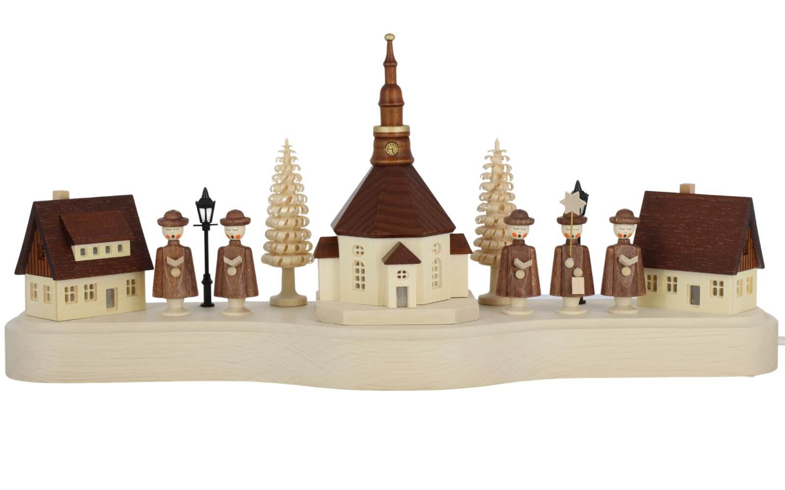 Pedestal Seiffen village and currende, illuminated, 36 cm by SEIFFEN.COM_2