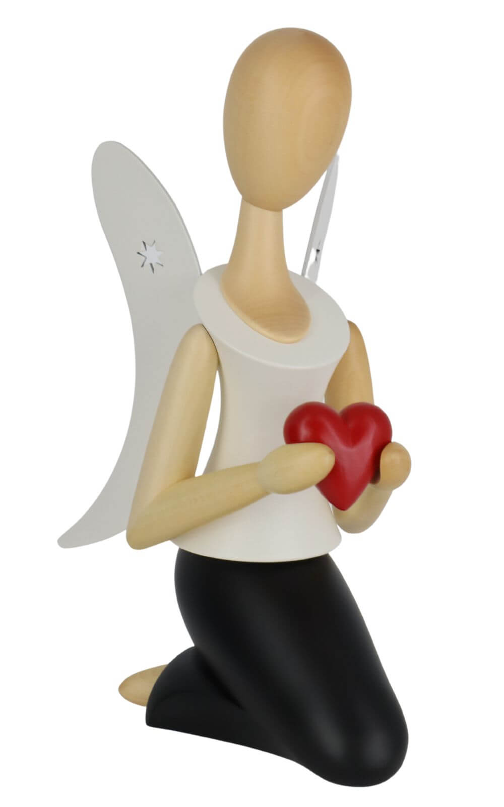 Angel - Sternkopf with heart, kneeling, 25 cm by Holzkunst Gahlenz