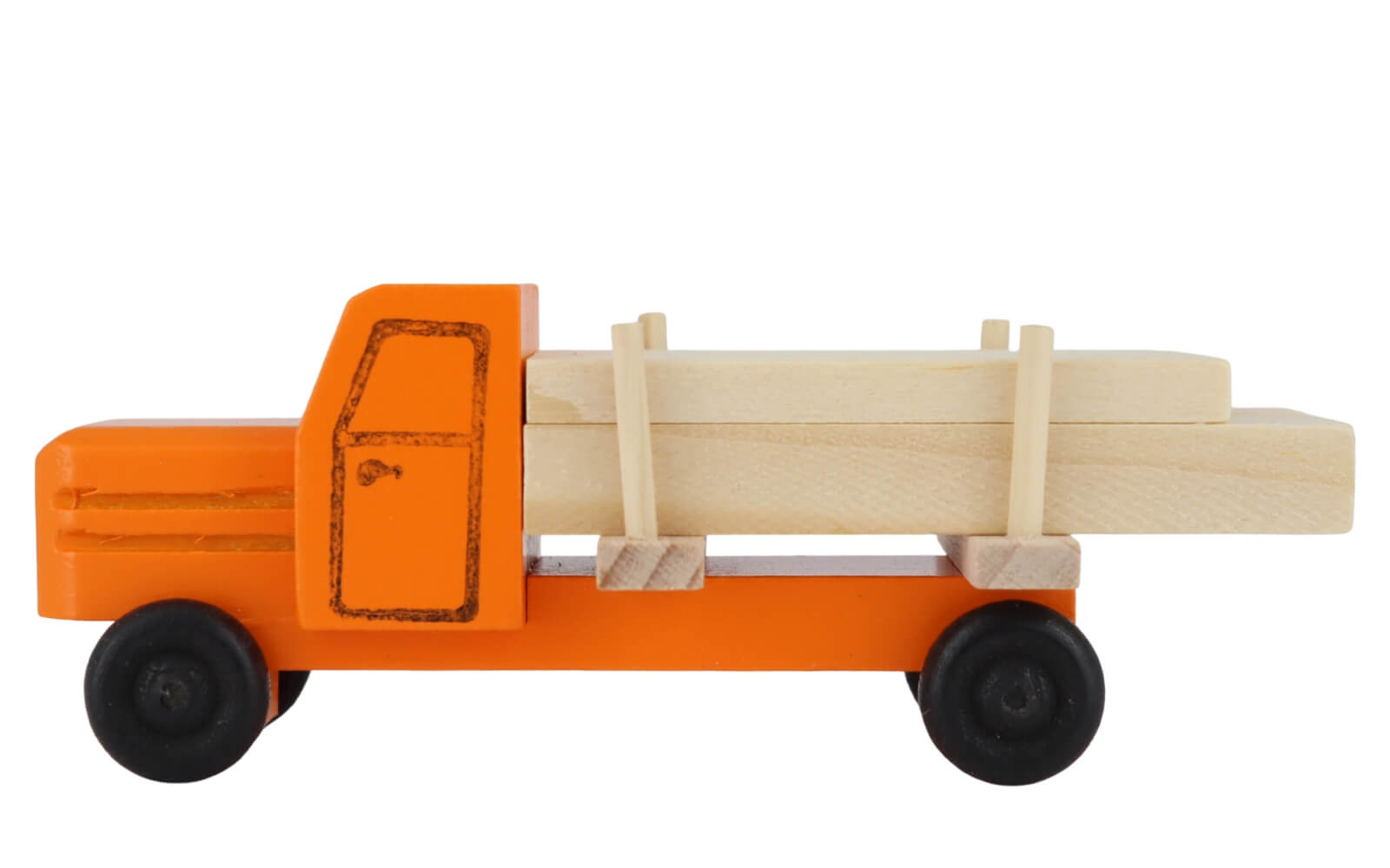 Wooden toy truck with sawn wood, coloured by Robbi Weber_2